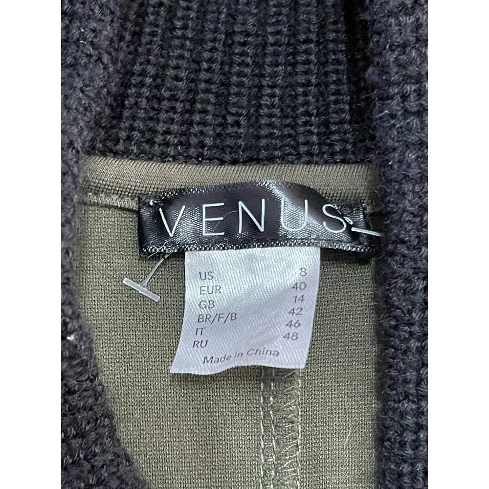 Venus Jacket, Women's Size 8, Green Black, Button Up Long Coat, Long Sleeve - Picture 9 of 12